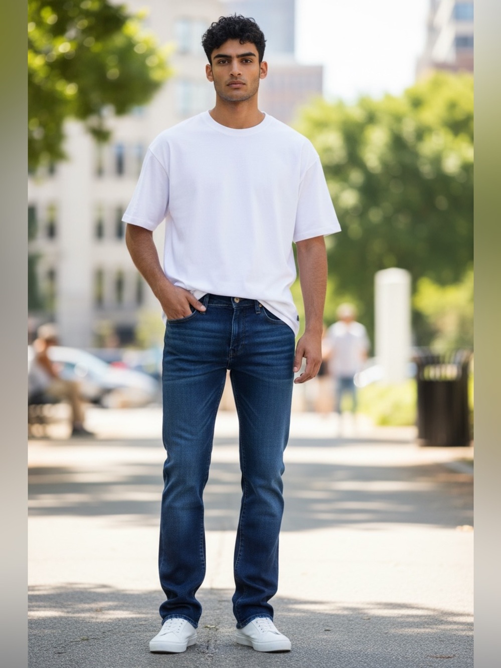 True Religion Dark Blue Denim Jeans with Gold Stitching